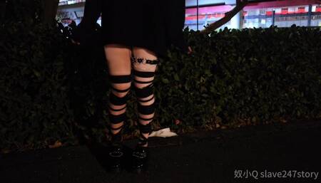 Pussy was punished by a clamp on the road