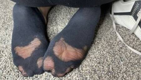 Taking Off Hole-Covered, Sweaty Gym Socks