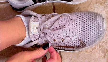 Taking off my EXTRA sweaty gym socks and shoes