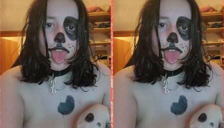 Puppy Spot Blows a Balloon