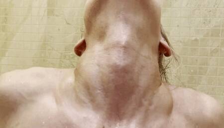 Neck demonstration in the bathroom