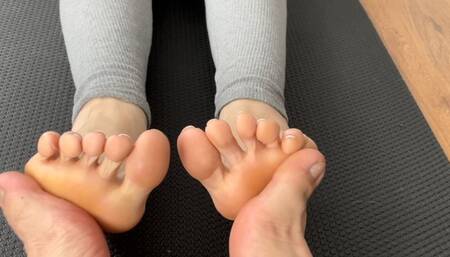 Nicole the Divine Plays Yoga Footsies | Barefoot Brunette Soles | French Pedicure | House of Soles