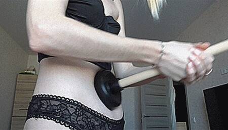 I stick my stomach with a plunger! MP4