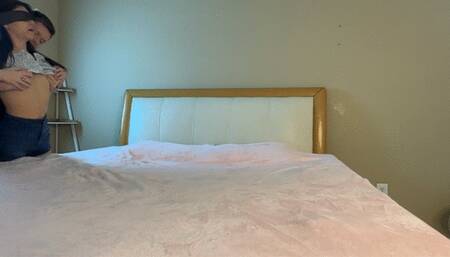 Tiny girl gets blindfolded and creampied then left embarrassed