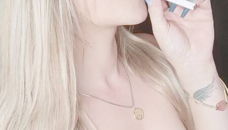 sensual & topless smoking 2 cigarettes