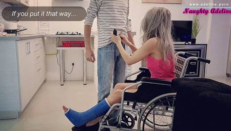 Weak Girl with Broken Ankle Sucks Dick for Assistance