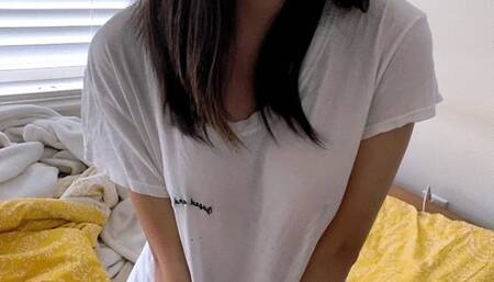 Asian Girl Strip Teases, Pillow Humps, and Fucks Herself