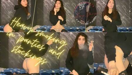 Heavy Smoking in Panties and Stockings