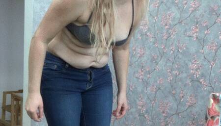 belly squashed into fat rolls Fn