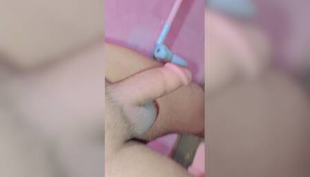 Solo Handjob in the Washroom