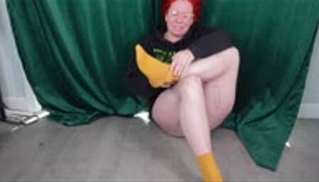 Spraining Ankle trying to do Yoga! In Yellow Ankle Socks and Hopping away after MP4 1080