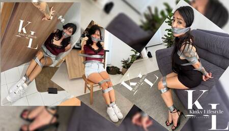 Wrong Place, Wrong Time: Simona & Mara (Wrist Watch, Duct Tape, PVC Tape, WrapGag, ChairTied, Crossed Hands, Role Reversal)