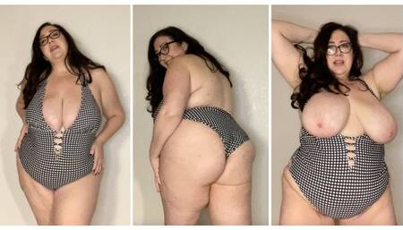 Jerk Off For Stepmommy in Her One-Piece Swimsuit