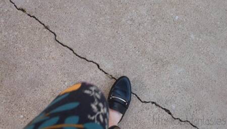 Fifi pedal pumping in mules sandals and leggings with jewelry