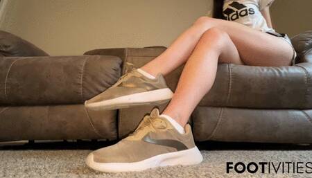 Sneaker Girl Shoe Tease Sock Strip Feet POV