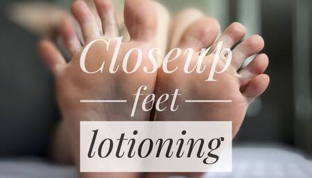 Lotion on closeup FEET - Foot FETISH