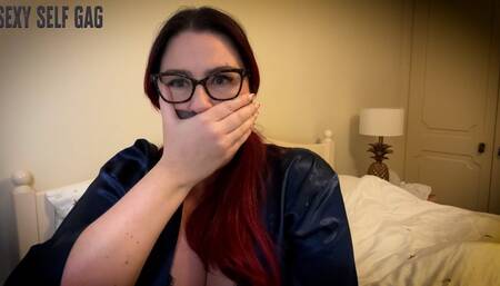 Lacey - Sexy Self Gag HD ( Clear Tape Gag , Scarf Gag , Duct Tape Gag , Huge Mouth Stuffing )