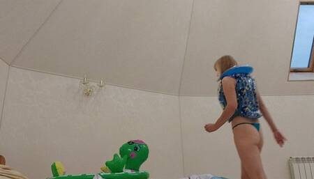 Alla inflates an inflatable unicorn with her mouth and hotly rides on it, getting real pleasure!!!