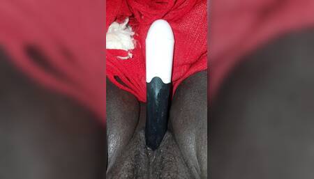 Wet black pussy fucking dildo so wet
