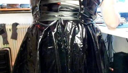 Latex Crossdresser Anal workout with huge Buttplugs