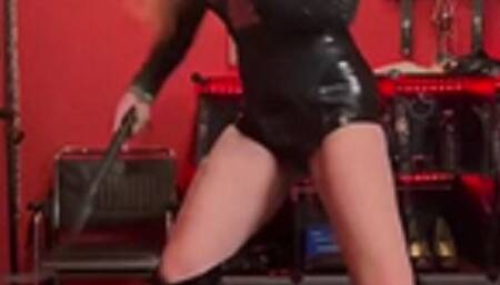 German Dominatrix Spanks Her Slave in Foil Bondage Hard