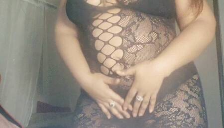 Black lace dress tryon