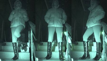 Hosed down on the stairs under Tanja's boots - Cam 1