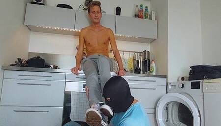 Mysterious Masked Man Is Licking & Tickling The Feet Of Cute Guy Bazz (MP4)