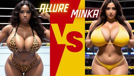 Topless big tit female pro wrestling: Minka Kim vs Allure HD