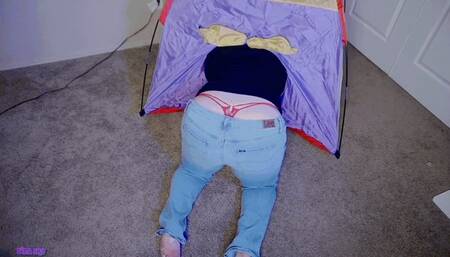 Girlfriend's Big Ass Gets Stuck in Tent BJ