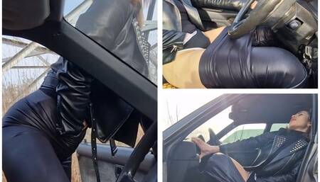 Hot masturbation and cumming from an old car that won't start