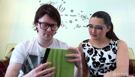 Pixie Little sucks off a fat nerd cock