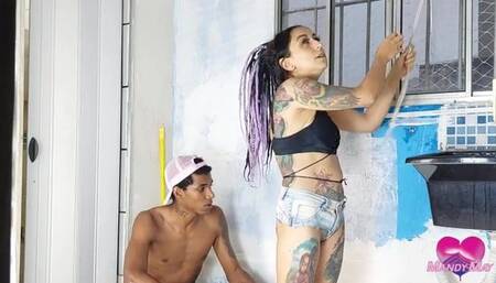 He Paints Mandy May's Asshole