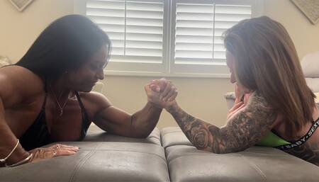 Taperedphysique vs Ruby Muscle Arm Wrestling with Muscle Worship