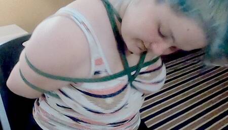 Mindy tied up gagged with tape for breath training