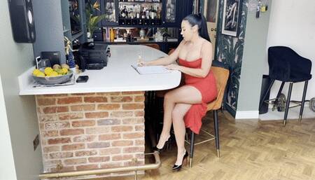 Bondage affair with the Boss SPREAD EAGLED and begging for the dildo