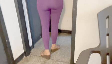 Stephanie Modeling her wedge flip flops in her house