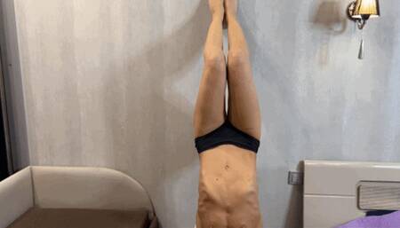 beautiful tummy bends elastically under pressure