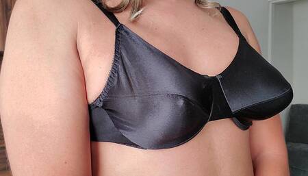 Black Shinny Bra, Pointy Boobs