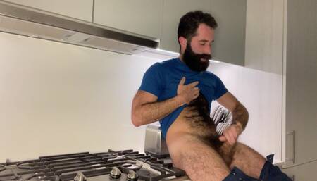 Verbal Hairy Bro Cums in the Kitchen