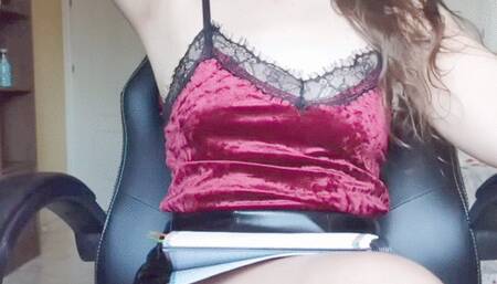 Your teacher notices you like her hairy arms and she takes care of your needs