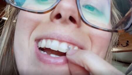 Giantess feasts than uses tiny man as toothpick