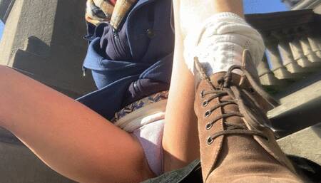 Panty flash in the winter