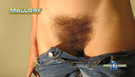 Mallory Strips to Pet Her Hairy Bush and Spreads Her Asshole