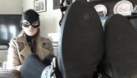 Licking Alice boots soles from crushed sweeties