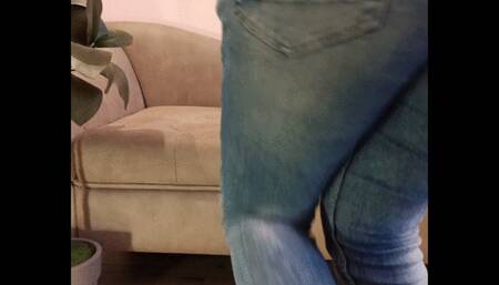 Can't hold it anymore peeing jeans