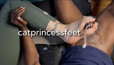 Personal trainer and his hot body, stroked a Cumshower out of him again while i moaned, big dick toejob footjob, above pov