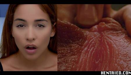 Real Life Hentai - Huge Labia Latino girl get cumflation by aliens - full of cum