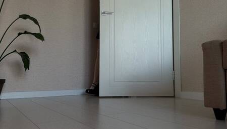 Cute girl plays with her feet, licks and sucks her toes, gives a foot blowjob with oil