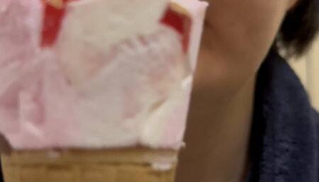 Licking an icecream cone down